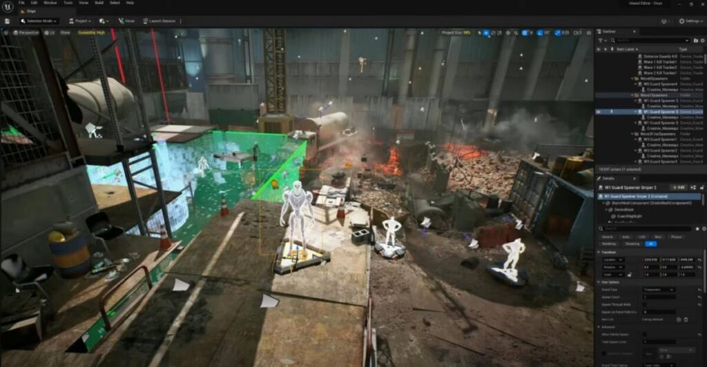 유튜버 jackfrags 가 소개한 포트나이트 언리얼 에디터 적용 화면