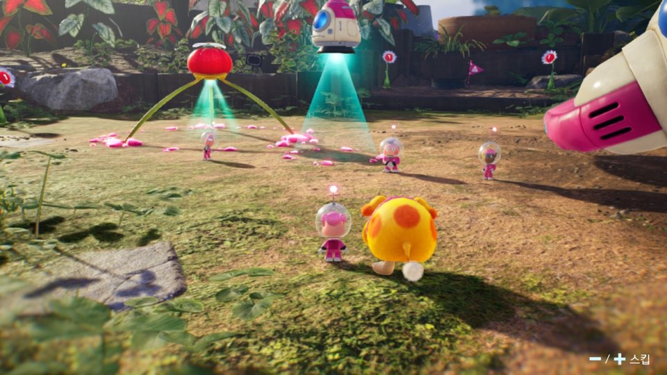 피크민4 공략 이번에는 두번째 캠프 꽃바람 낙원 플레이 화면
