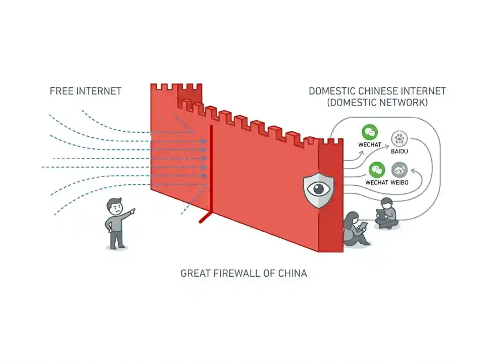 만리방화벽에 의한 중국 인터넷 제한