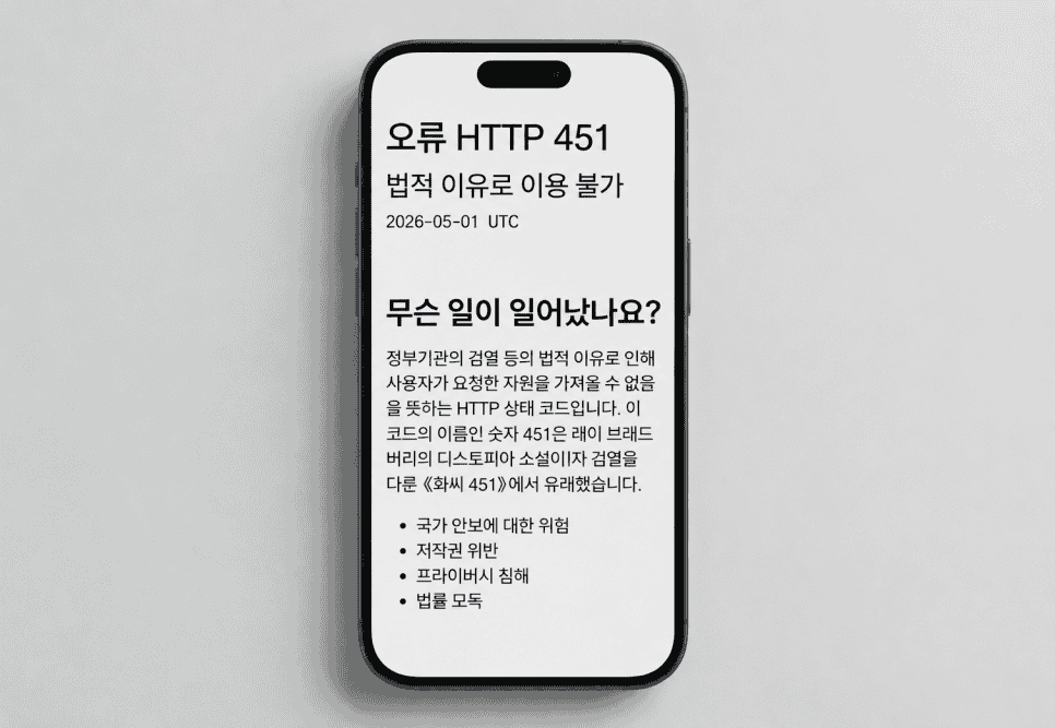 오류 HTTP 451 해결 방법, 사이트 차단 이유와 접속 방법 1 HTTP 451 오류
